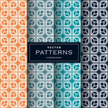Abstract seamless geometric patterns set in four colors Stock Illustration