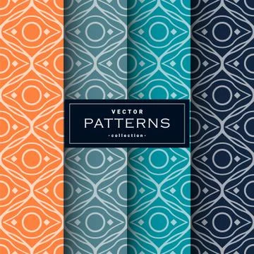 Abstract seamless geometric patterns set in four colors Stock Illustration