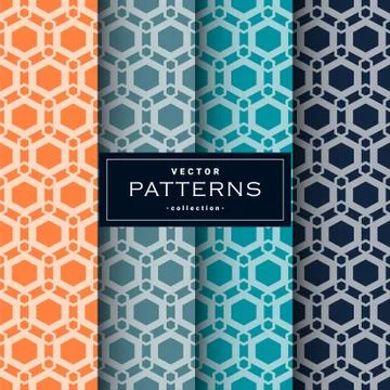Abstract seamless geometric patterns set in four colors Stock Illustration