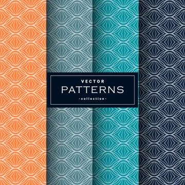 Abstract seamless geometric patterns set in four colors Stock Illustration
