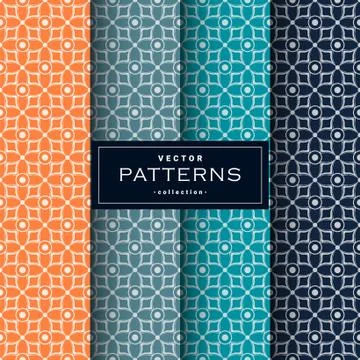 Abstract seamless geometric patterns set in four colors Stock Illustration