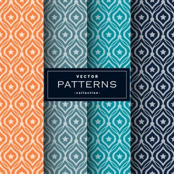 Abstract seamless geometric patterns set in four colors Illustrazione stock