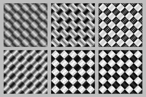 Abstract seamless geometrical diagonal square pattern background set Stock Illustration