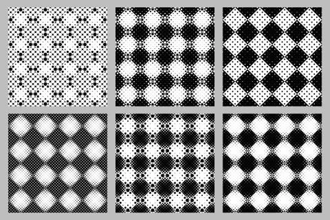 Abstract seamless geometrical dot pattern background set Stock Illustration