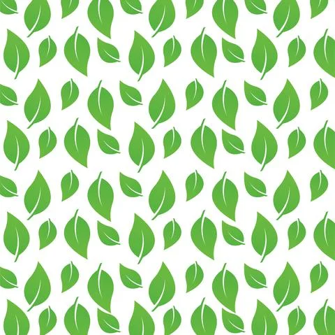Abstract seamless green leaves pattern, nice green leaves design on white ba Stock Illustration