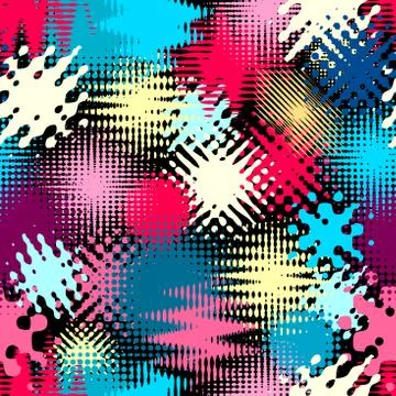 Abstract seamless grunge pattern with halftone elements. Stock Illustration