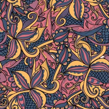 Abstract seamless hand-drawn pattern. Stock Illustration