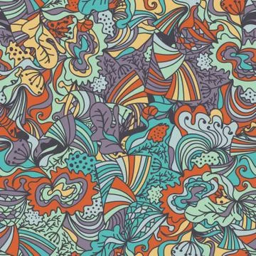 Abstract seamless hand-drawn pattern. Stock Illustration