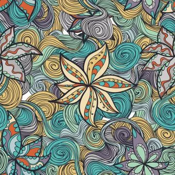 Abstract seamless hand-drawn pattern. Stock Illustration