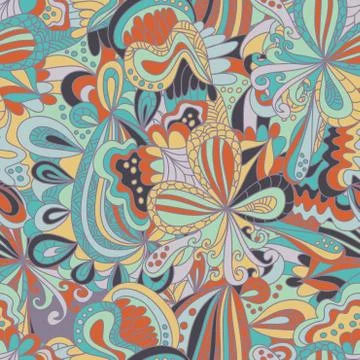 Abstract seamless hand-drawn pattern. Stock Illustration