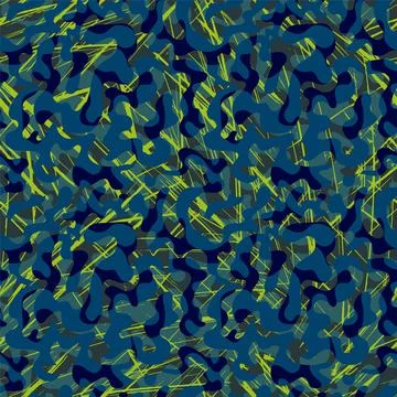 Abstract seamless hand drawn pattern with chaotic curved shapes Stock Illustration