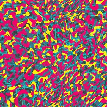 Abstract seamless hand drawn pattern with chaotic curved shapes Illustrazione stock