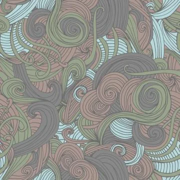 Abstract seamless hand-drawn wave pattern. Stock Illustration