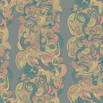 Abstract seamless hand-drawn wave pattern. Stock Illustration