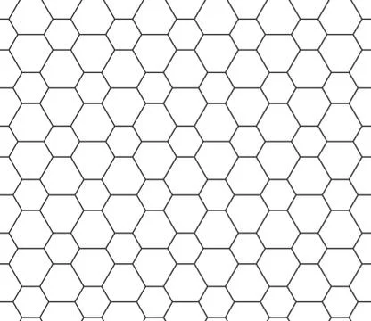 Abstract seamless honeycomb pattern, black and white outline of hexagons of d Stock Illustration