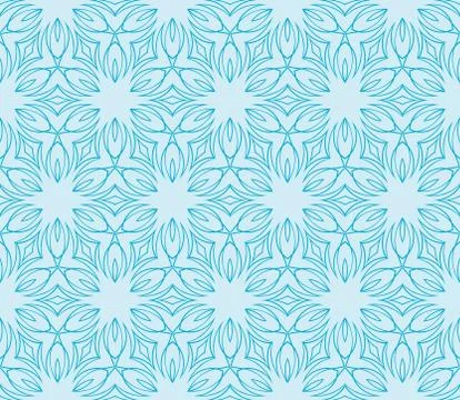 Abstract seamless illustration of the flower theme in blue tones Stock Illustration