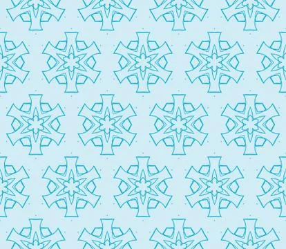 Abstract seamless illustration of the flower theme in blue tones Stock Illustration