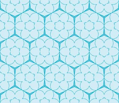 Abstract seamless illustration of the flower theme in blue tones Stock Illustration