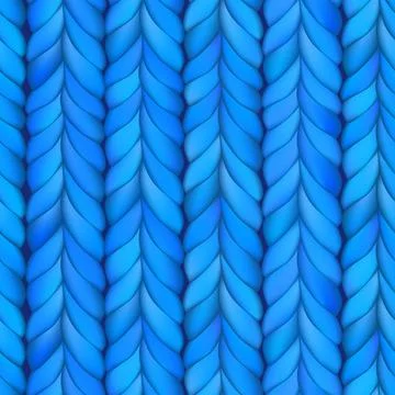 Abstract seamless knitted pattern. Blue realistic knit texture, merino wool Stock Illustration