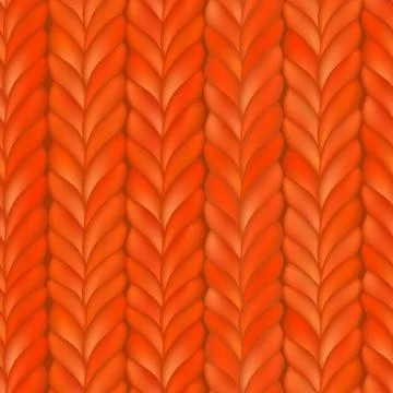 Abstract seamless knitted pattern. Orange realistic knit texture, merino wool Stock Illustration