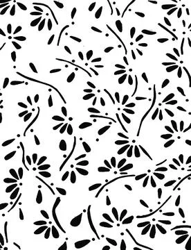 Abstract of seamless leaf and stem patterns isolated on a white background Illustrazione stock