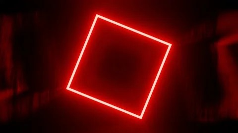 Abstract seamless loop of 3D render neon square. Red neon square abstract fut Stock Footage 162689821