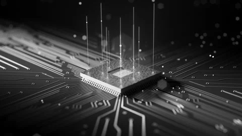 Abstract seamless loop of advanced semiconductor chip Video stock 335577141