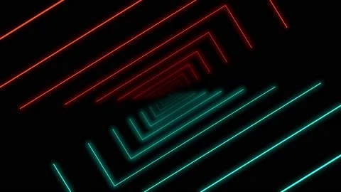 Abstract seamless loop animation neon lines moving forward inside endless tunnel Stock Footage 167675358