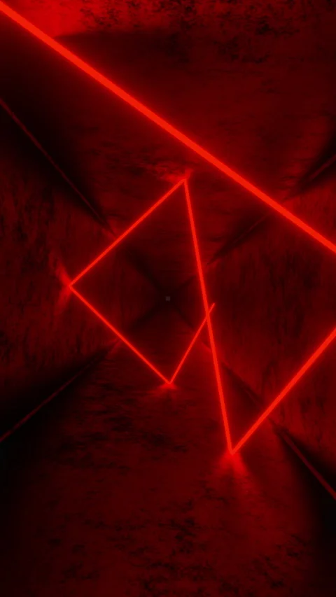 Abstract seamless loop animation of red neon ray, glowing in dark tube Video stock 337482761