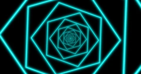 Abstract seamless loop blue neon geometric video with pentagons. Stock Footage 123387943