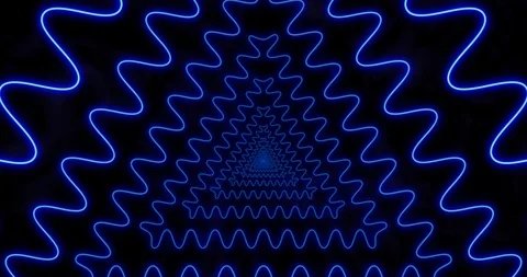 Abstract seamless loop blue neon sci-fi futuristic tunnel in wavy triangle form Stock Footage 123446990