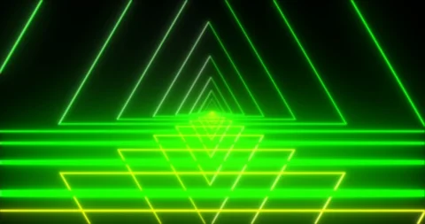 Abstract seamless loop green neon VJ sci-fi tunnel in triangles form Stock Footage 124503628