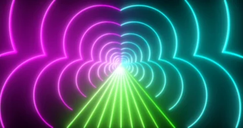 Abstract seamless loop multicolor neon VJ sci-fi tunnel in wavy abstract form Stock Footage 123818216