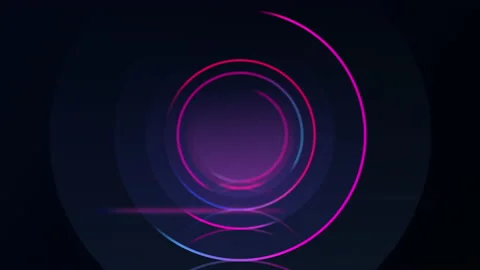 Abstract seamless loop neon circle. Blue and purple neon circles hi-tech motion Video stock 142941335