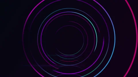Abstract seamless loop neon circle. Blue and purple neon circles hi-tech motion Video stock 143003016