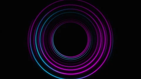 Abstract seamless loop neon circle. Blue and purple neon circles hi-tech motion Video stock 143270421