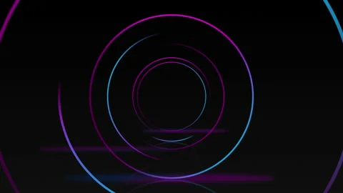Abstract seamless loop neon circle. Blue and purple neon circles hi-tech motion Stock Footage 148382328