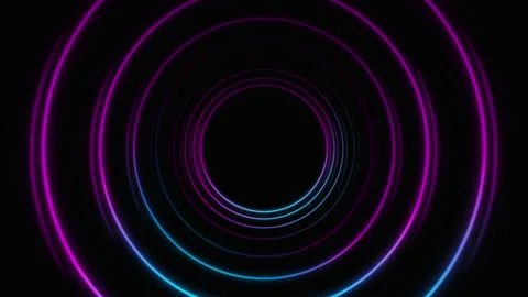 Abstract seamless loop neon circle. Blue and purple neon circles hi-tech motion Stock Footage 148420396
