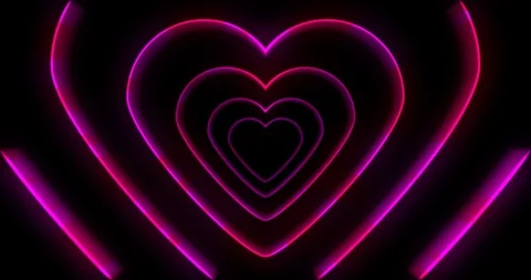 Abstract seamless loop neon sci-fi futuristic tunnel in heart form. Stock Footage