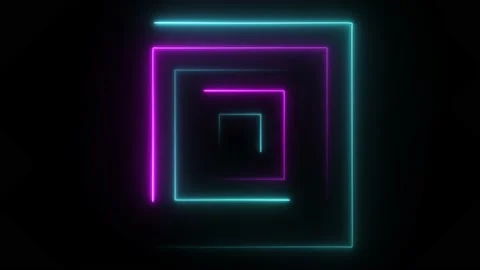 Abstract seamless loop neon square. Blue and purple neon square hi-tech motion Stock Footage 185561822