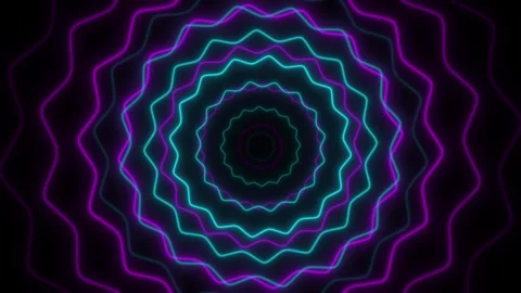 Abstract seamless loop neon wavy circles. Blue and purple neon circles hi-tech Stock Footage 242429513