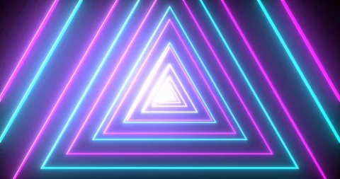 Abstract seamless loop pink and blue neon VJ sci-fi tunnel in triangle form Stock Footage 123743091