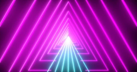 Abstract seamless loop pink and blue neon VJ sci-fi tunnel in triangle form Vidéo 123818179