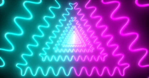 Abstract seamless loop pink and blue neon VJ sci-fi tunnel in wavy triangle form Stock Footage 123818255