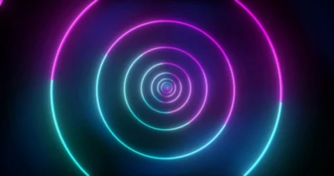 Abstract seamless loop pink and blue neon VJ sci-fi tunnel in circle form Stock Footage 123818271