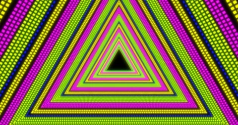 Abstract seamless loop pink and green neon VJ sci-fi tunnel in triangle form Vidéo 124027724