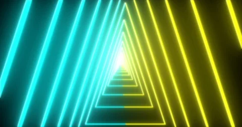 Abstract seamless loop pink and blue neon VJ sci-fi tunnel in triangle form Stock Footage 124503414
