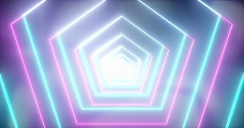 Abstract seamless loop pink an blue neon VJ futuristic tunnel in pentagon form Stock Footage 123742882
