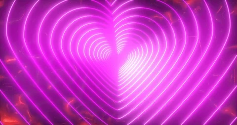 Abstract seamless loop pink neon VJ sci-fi futuristic tunnel in heart form Stock Footage 123680681