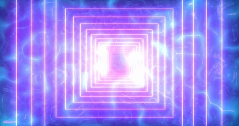 Abstract seamless loop pink neon VJ sci-fi futuristic tunnel in rectangle form Stock Footage 123680688